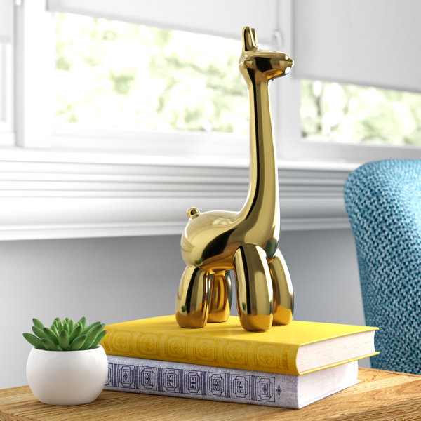 Hashtag Home Giraffe Balloon Animal Ceramic Sculpture for Table, Desk